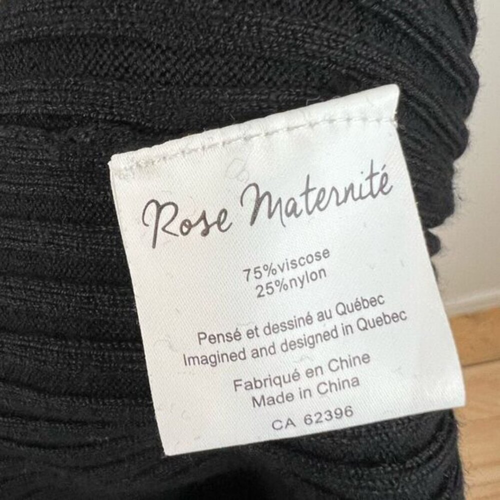 Rose Maternite Medium Maternity Pregnancy Stretch Black Midi Dress Ribbed - Picture 3 of 9